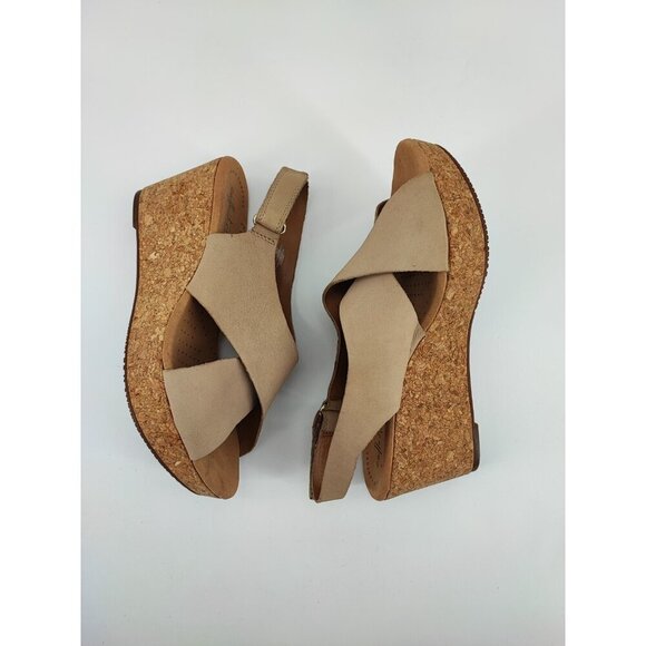 Clarks Women's Artisan Beige Slingback Cork Platform Wedge Sandals Size 8W US - Picture 6 of 8